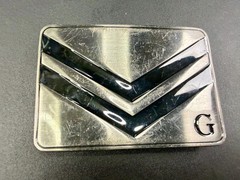 Two Stacked Chevron Shapes? Black Enamel Stripes G Letter Belt Buckle