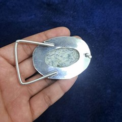 Natural K2 Jasper Silver Plated Belt Buckle Handmade Gemstone Western Boho