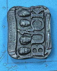Belt Buckle Buck Knives Pewter Four Generations Smoky Mountain Knife Works Worn!