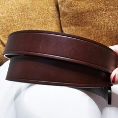 Elegant Dark Brown Leather Belt with Silver Buckle