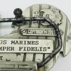Vintage US Marines CorpBelt Buckle Semper Fidelis Pewter Metal 1995 Globe Anchor