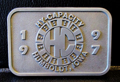 Hy-Capacity HC Humbolt Iowa 1997 Pewter Belt Buckle Limited Ed Tractor Ag Parts