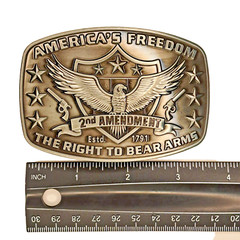 America&rsquo;s Freedom Belt Buckle 2nd Amendment Antique Silver Eagle Shield Stars
