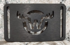 GRIP6 BELT BUCKLE – W and MOOSE / DEER ANTLER – GUNMETAL GRAY – 1.5 INCH WIDE