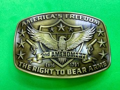 America&rsquo;s Freedom Right To Bear Arms 2nd Amendment Belt Buckle In New Condition