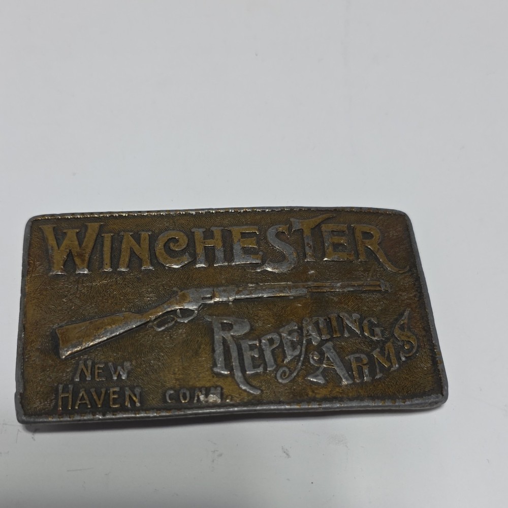 Winchester Western Belt Buckle Antique Finish Bronze Metal Fits 2 in Belt