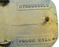 RM Rocky Mountain Machinery Co Blue & Gold Tone Belt Buckle Dynabuckle Utah