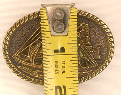 1985 VTG Sailing Ship 1.5&Prime; x 2.5&Prime; Brass Belt Buckle BTS Solid Brass Specialtes