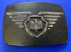 Thunderbird Shield Wings Crest Logo 90&rsquo;s Black Belt Buckle Chrome Brand #6172