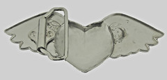 Heart Shaped Belt Buckle Wild at Heart Silver Chrome Vintage Metal Men Women New