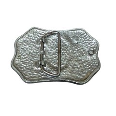 Vintage Pewter Western Belt Buckle Cowboy Bronco Rider Stars Rodeo Design