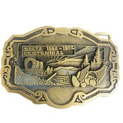 Hit Line Brass Belt Buckle Delta Centennial 1882 – 1982 Limited ED Covered Wagon