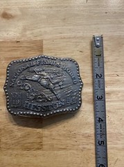 Hesston Vintage Rodeo Belt Buckle 1986 METAL Original Wrap National Finals NFR