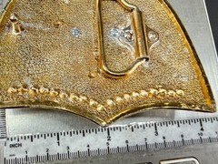 Running Galloping Horse Shield with Sparkling Rhinestones Reflective Belt Buckle