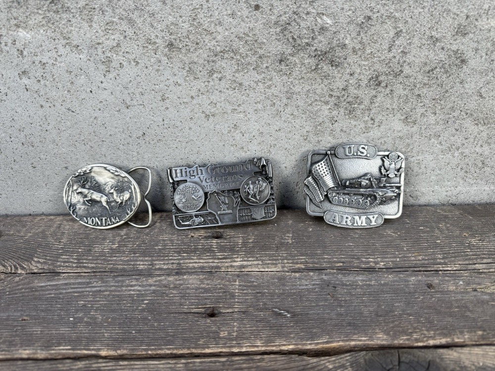 Belt Buckle Lot Of 3 US Army Veterans Memorial Montana