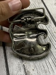 Vintage AVON Signed Pewter Tone American Eagle 1980s Belt Buckle Patriotic