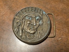 VTG 1970&rsquo;S NATIVE AMERICAN INDIANA METAL CRAFT INDIAN CHIEF WESTERN BELT BUCKLE