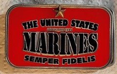 US Marine Corps Pewter/Enamel Belt Buckle – Great Gift – Free Shipping