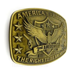 America&rsquo;s Freedom Belt Buckle 2nd Amendment Gun Rights Antique Bronze Eagle