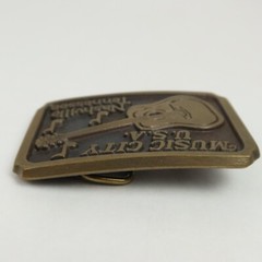Vintage Nashville Tennessee Music City USA Belt Buckle Guitar Music Notes Brass