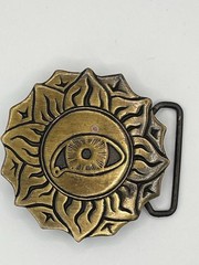 Vintage 1981 Willow Tree Mystic Eye Sun Belt Buckle Brass Tone 2.5”