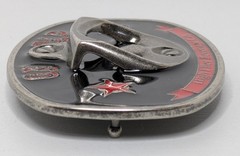 On Tap Belt Buckle Bottle Opener High Flier Beverage Black Red Silver