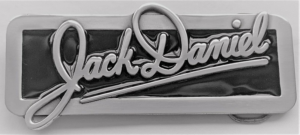 BELT BUCKLES Jack Daniel Signature Tennessee Whiskey Silver Black Rectangle NWOT
