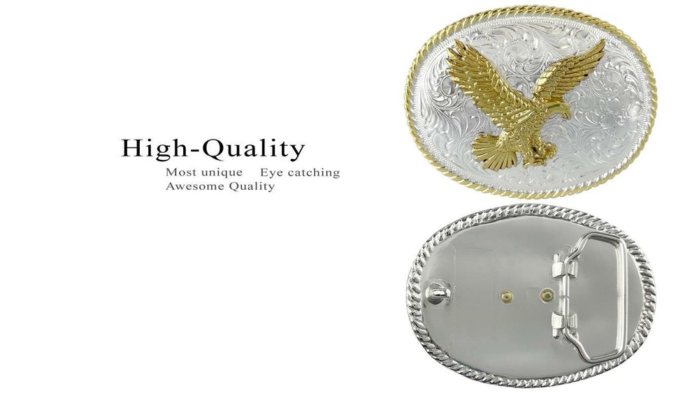 Western American Eagle Engraved Belt Buckle Fits 1-1/2&Prime; (38mm) Belt