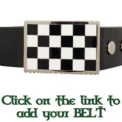 Chequered Belt Buckle Biker Gothic Punk Black White 2Tone Mod Metal Mens Womens