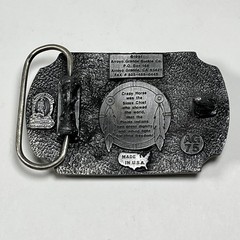 1991 Native American Crazy Horse Sioux Indian Chief Pewter Buckle Arroyo Grande