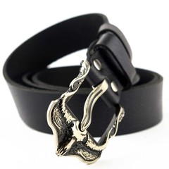 German silver belt buckle American Buffalo Skull, pin type, Bison skull buckle