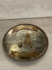 Gorgeous! Vintage German Silver Barrel Race Belt Buckle Cowboy Western Free Ship