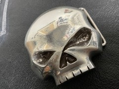 Iconic,Harley-Davidson Willie G skull belt buckle. Silver plaited.#HDMBU10080.