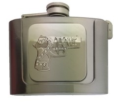 Flask Belt Buckle Gothic Tribal Chrome Western Silver Halloween Tattoo Topac Gun
