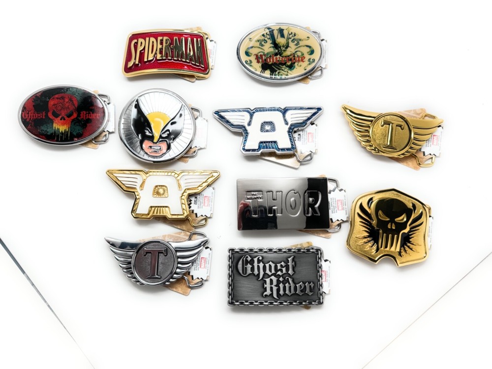 Marvel Comics Belt Buckles Collection 11 Belt buckles in Total Brand New Free SP