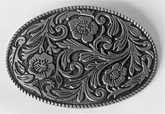 BELT BUCKLES Western Scroll Rope Edge Antiqued Silver Gray Oval Cowboy NWOT!