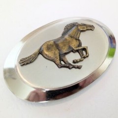 Vintage Silver and Gold Tone Running Horse Themed Belt Buckle