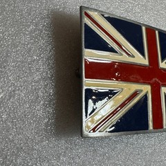 British Flag Belt Buckle Metal Pewter Tone Made Mexico Reissue