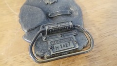 vtg THE GREAT AMERICAN BUCKLE CO Eagle America gun BELT BUCKLE —Live & Ride—
