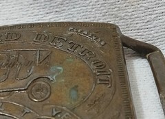 Vintage Brass Belt Buckle Henry Ford Detroit Automobiles Record Model T Year Car