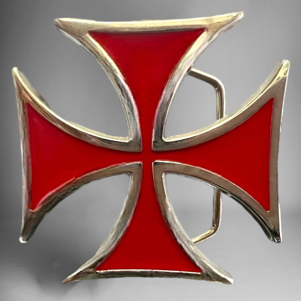 Red Iron Cross Belt Buckle Hebilla Con Cruz Roja