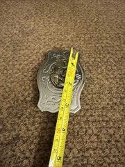 Western Silver Tone Belt Buckle with Brass Tone Bucking Bronco Horse
