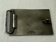 VTG Caterpillar Old Tractor Belt Buckle Rectangle 1975 Pewter 3.5in By 2.25in