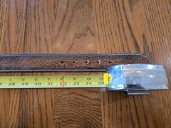 SSI Metal Handcrafted Belt Buckle Horses And Indian USA W/Leather 34&Prime; Belt