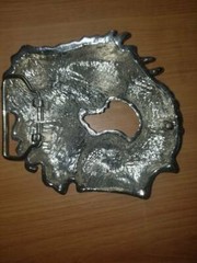 Chinese Dragon Belt Buckle Red & Clear Gems
