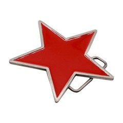 Western Fashion Red Men Women Belt Buckle Silver Metal Texas Lone Star TX Casual