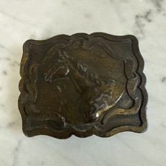 1978 Vintage Indian Metal Craft Brass HORSE Belt Buckle 3 in