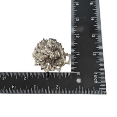 Vintage Silver Tone Lion Head Cinch Belt Buckle Clasp Replacement 1.5&Prime; Roaring