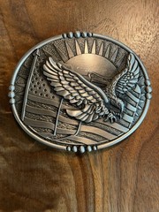 Silver USA Flag Bald Eagle Belt Buckle Flying Bird Father’s Day Gift