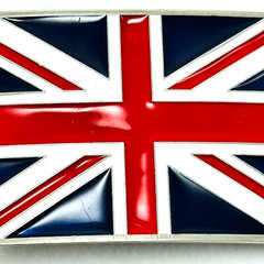 Belt Buckle Enamel Union Jack UK British Flag Silver Tone For 1 1/2 Inch Belt